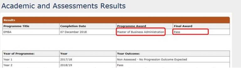 Final Result for Oxford EMBA